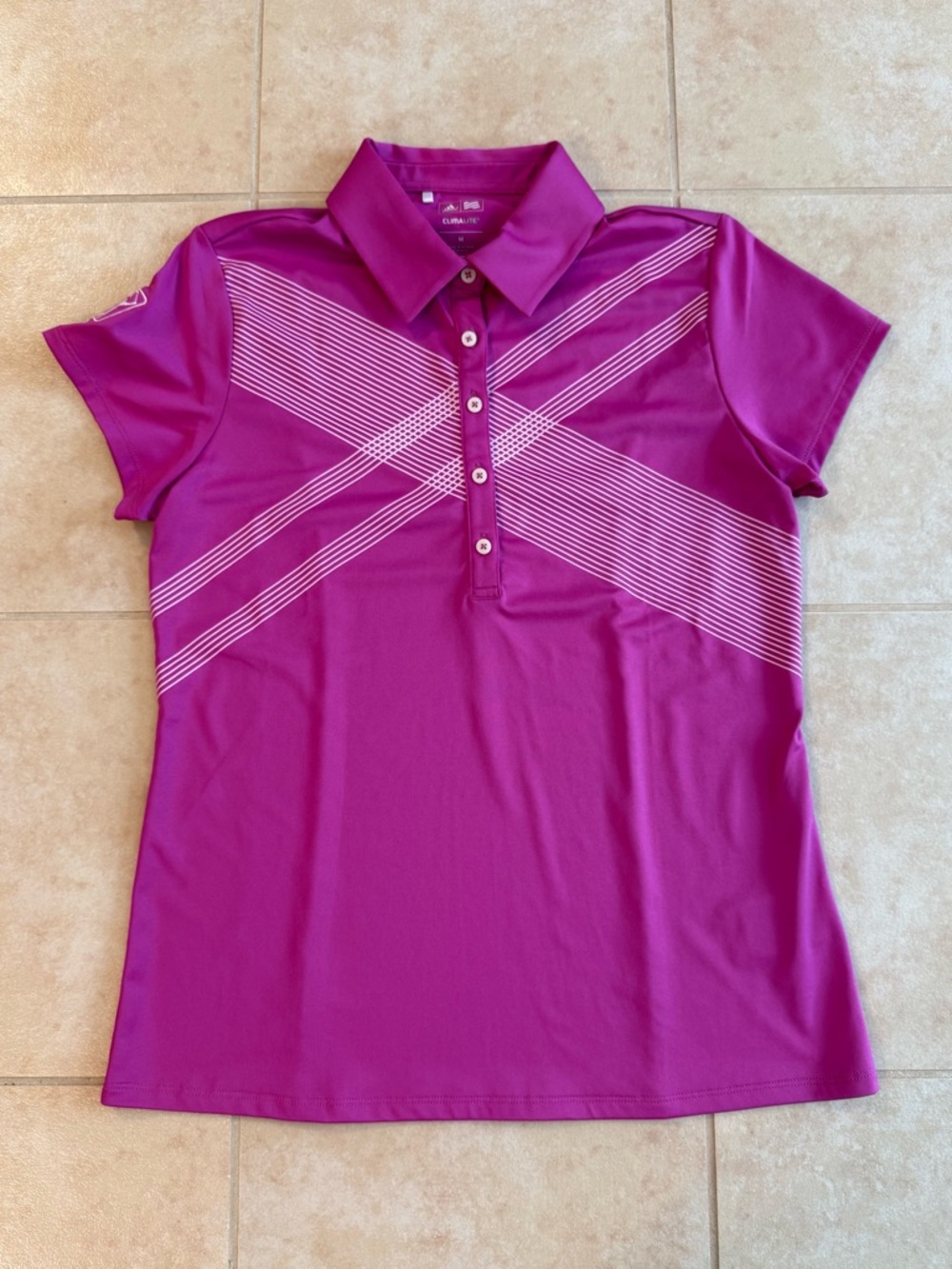 Adidas Size M Women’s Magenta Golf Polo Top with PGA Tour Detail